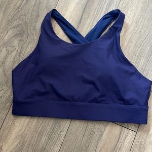 Fabletics No Bounce High Impact Navy Stretch Sports Bra Cross Back XL